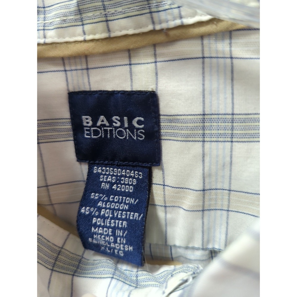 Basic Editions XL men button front plaid 4 shirts black blue orange short sleeve - Picture 2 of 15